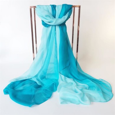 Two Tone Gradient Turquoise Silk Scarf (4)