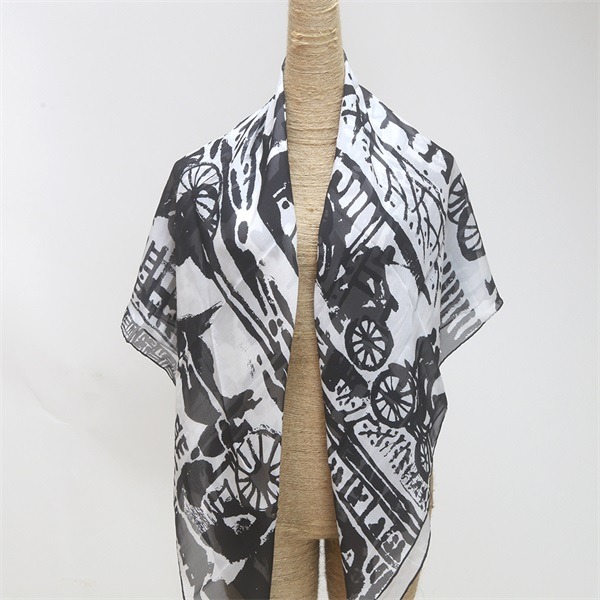 black and white silk square chiffon scarf (1)