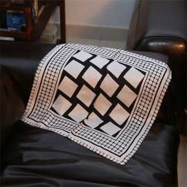 business gifts black white check scarf of 100 silk habotai (1)