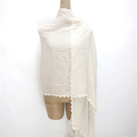 cotton neck scarf trimmed with lace (2)